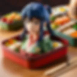 Stylish and sleek bento box featuring intricate anime-inspired design