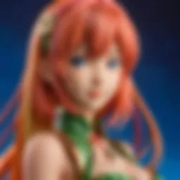 Stylized anime waifu figure with intricate details