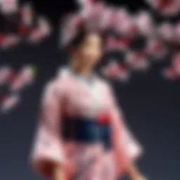 Intricately Designed Benten Figure with Cherry Blossom Motif