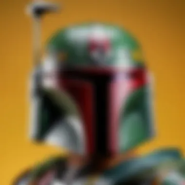 Boba Fett helmet silhouette against galaxy backdrop