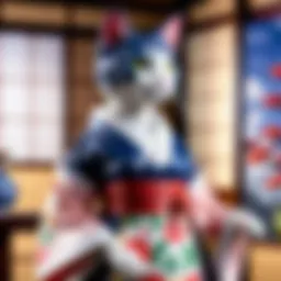 Elegant Cat Maid Figurine in Kimono