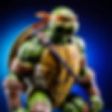 Leonardo action figure displayed among other Teenage Mutant Ninja Turtles collectibles.