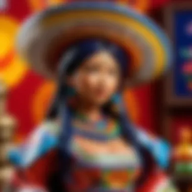 An assortment of plastic figures inspired by Mexican art within Japanese pop culture.