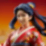 A detailed close-up of a finely crafted Japanese plastic figure showcasing intricate design and artistry.