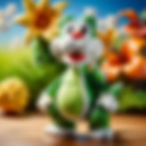 Crafted Yoshi Woolly Amiibo in Artistic Display