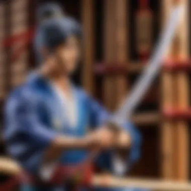 Artisan crafting Gintama wooden sword with precision