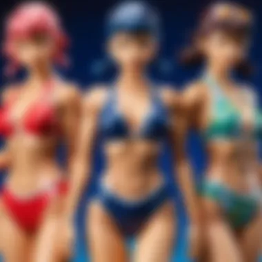Contemporary Swimwear Trends in Anime A modern anime character in a stylish swimsuit, embodying current trends in Japanese pop culture.