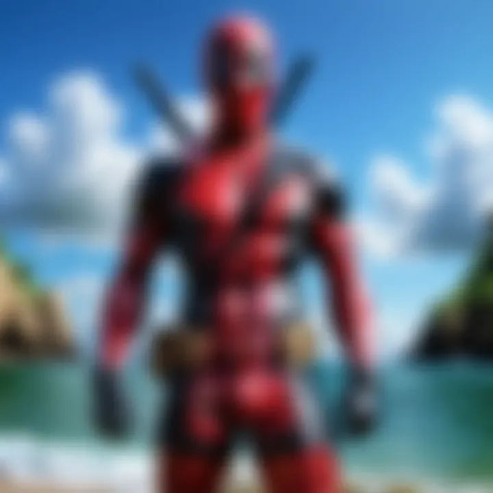 Deadpool swimming trunks featuring innovative material technology