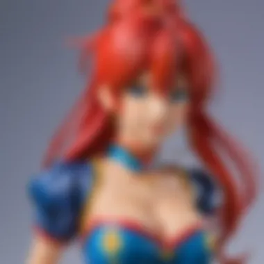 Close-up of detailed paintwork on custom anime figure