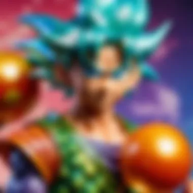 Holographic Dragon Ball Card Design A close-up of a holographic Dragon Ball card showcasing its intricate design.