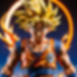Goku powering up with fiery aura