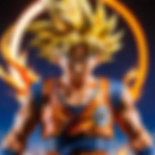 Goku powering up with fiery aura