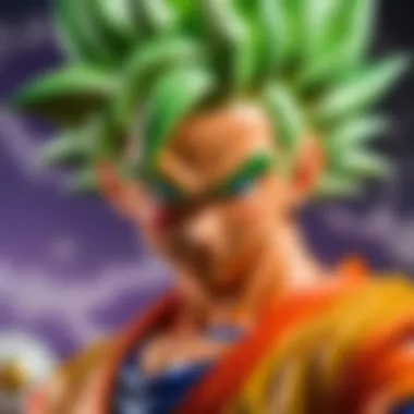 Close-up of intricate art details on a Dragon Ball Z trading card