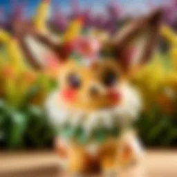 Eevee plush toy with floral embellishments