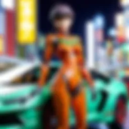 Evangelion car sticker depicting iconic characters in a dynamic pose