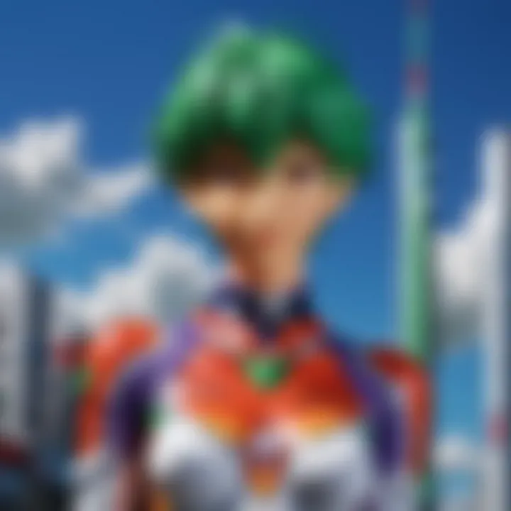 Close-up of intricate artwork on an Evangelion T-shirt