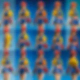 A collection of vibrant anime figures displayed on a shelf.