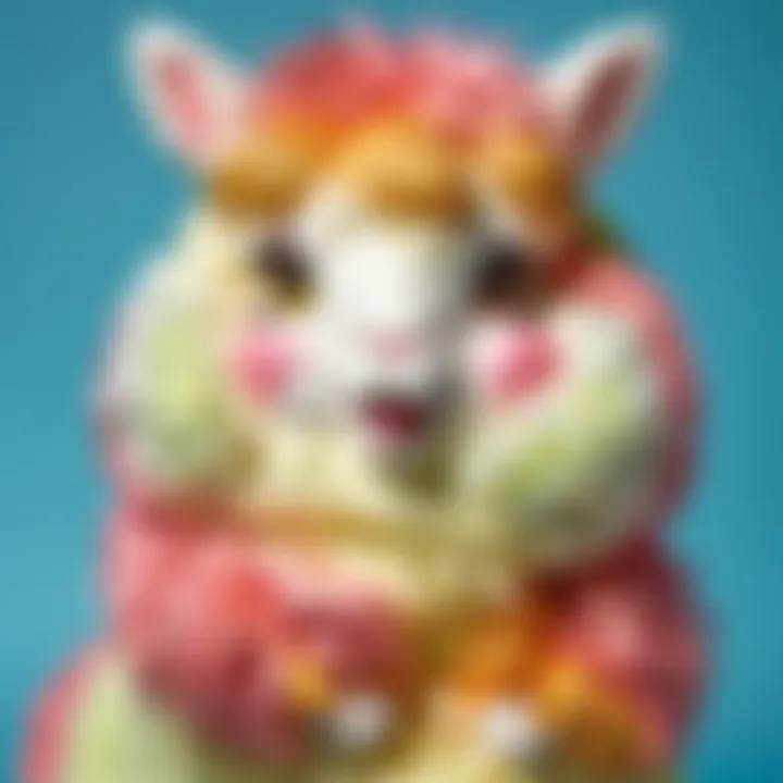 A close-up of a single Alpacasso plush highlighting its intricate craftsmanship and soft texture.