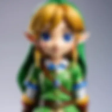 Close-up view highlighting the intricate craftsmanship of a Zelda Link plush.