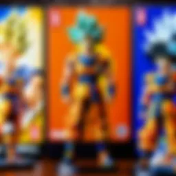 Close-up view of a collection of Dragon Ball Z trading cards