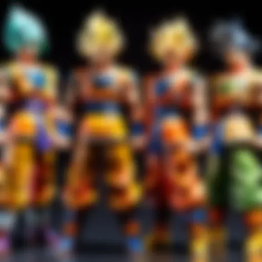 A collection of Bandai SH Figuarts Dragon Ball figures showcasing various characters