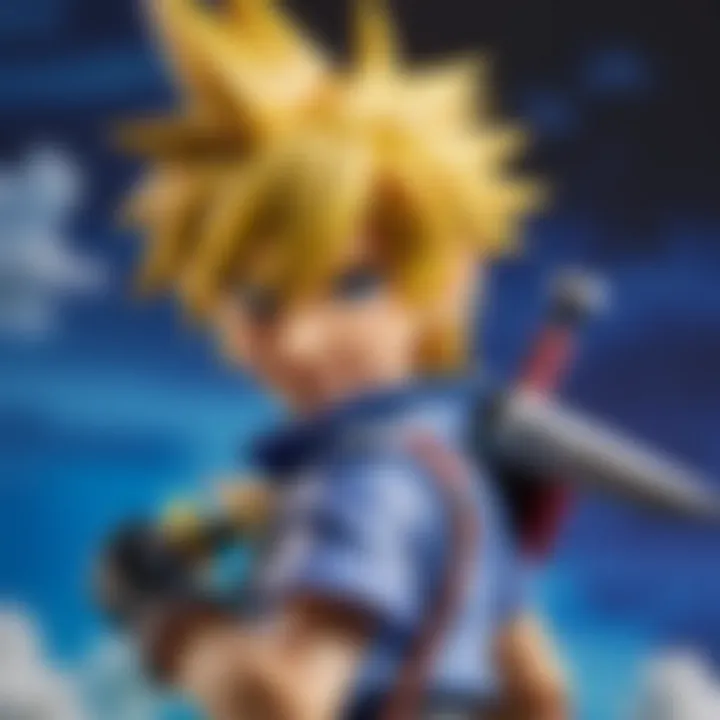 An action shot of gameplay featuring the Cloud Strife Amiibo in use, highlighting its functional impact