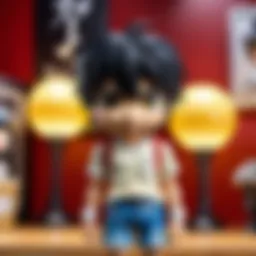 Showcase of Death Note Funko Pop figures in a display case