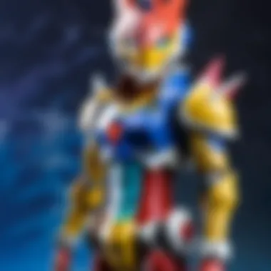 Showcasing Rare Digimon Card Collection Illustration of a collector showcasing rare Digimon cards
