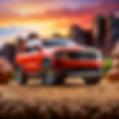 An iconic Dodge Durango toy displayed in an automotive-themed setting.