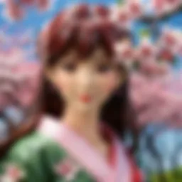 Illustration of a serene cherry blossom tree in full bloom