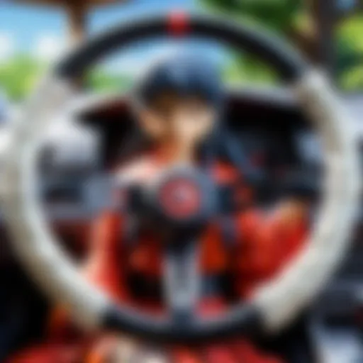 Inuyasha themed steering wheel cover showcasing iconic characters