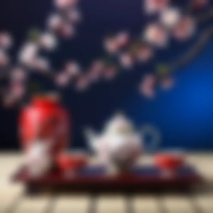 Japanese Tea Set with Cherry Blossom Design