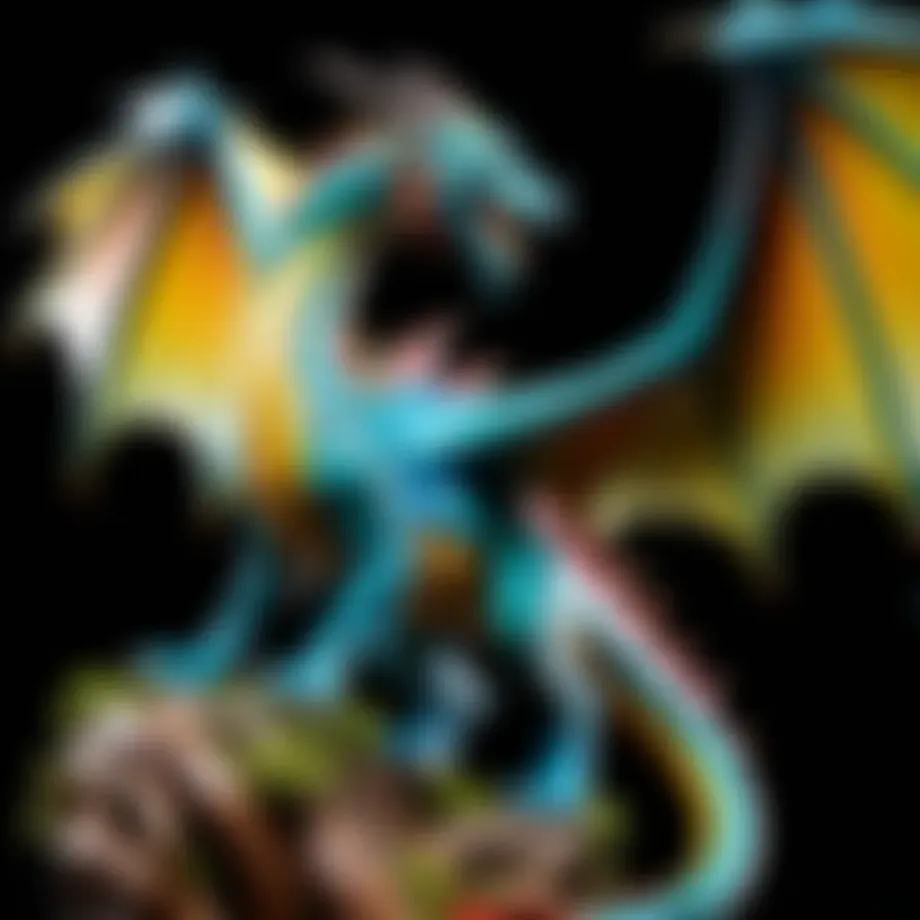 Illustration of a celestial dragon flying over a mystical forest