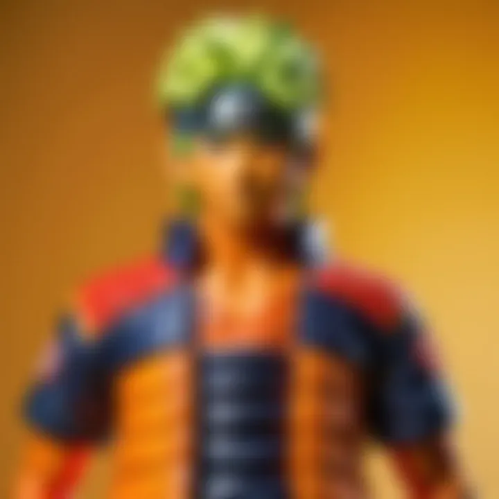 Close-up of intricate designs on a Naruto piñata