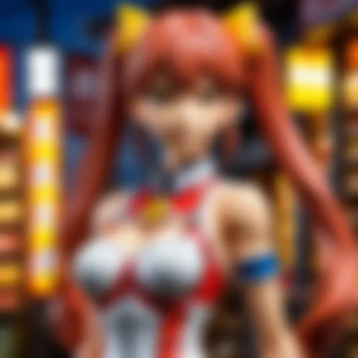 A close-up of collectible anime merchandise highlighting intricate details.