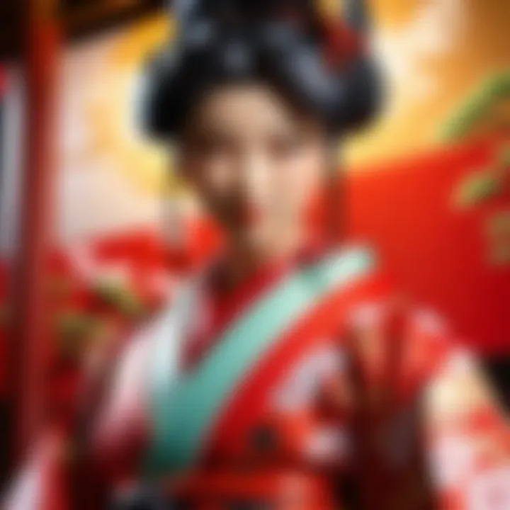 Symbolic Elements of the Rengoku Kimono Close-up of the symbolic elements in Rengoku kimono design.