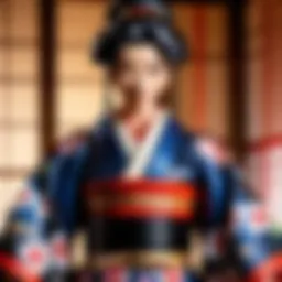 Vibrant Rengoku kimono showcasing intricate patterns.