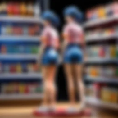 Collector Examining a Rare Anime Figure Collector examining a rare anime figure in a specialized shop