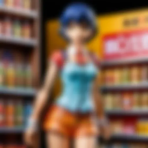 Exquisite display of anime figures in a retail store