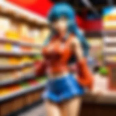 Vibrant Anime Marketplace A vibrant marketplace filled with anime merchandise