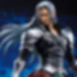 Detailed close-up of the Sephiroth Play Arts Kai figure showcasing intricate design elements.