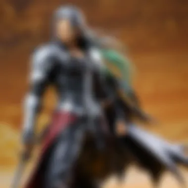 Dynamic Pose of Sephiroth Play Arts Kai Side profile view of the Sephiroth Play Arts Kai figure highlighting its pose and stance.
