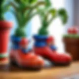 Close-up view of Super Mario Plant Slippers showcasing intricate design details.