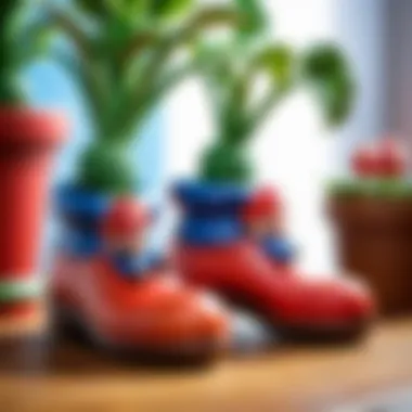 Intricate Design of Super Mario Plant Slippers Close-up view of Super Mario Plant Slippers showcasing intricate design details.