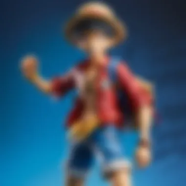 Luffy in Context: Interactions with Vibrant Worlds Artistic representation of Luffy against a backdrop of diverse landscapes
