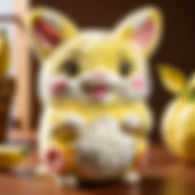 A close-up of Bananya plush showcasing intricate stitching and details