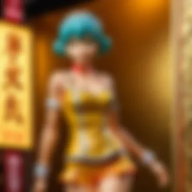 Stylish Showcase at Convention Stylish individual showcasing a gold one piece outfit at an anime convention