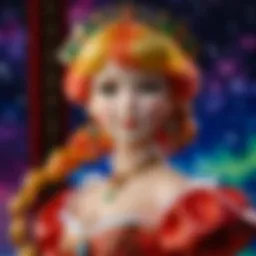 Close-up of the intricate detailing on the Aurora Limited Edition Doll showcasing its craftsmanship
