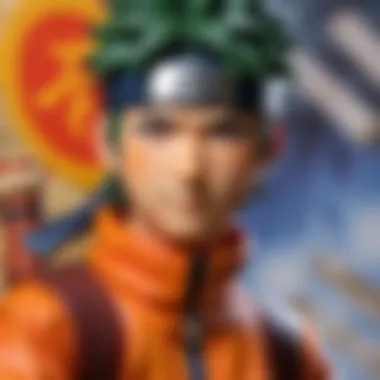 Intricate Textures Revealed Detailed close-up of Naruto painter's intricate linework and textures