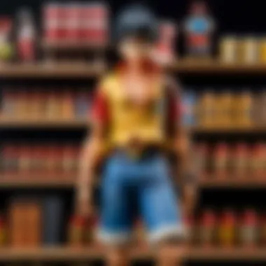 Collector's Shelf with Banpresto Luffy Figure Collector's shelf featuring the Banpresto Luffy figure among other collectibles